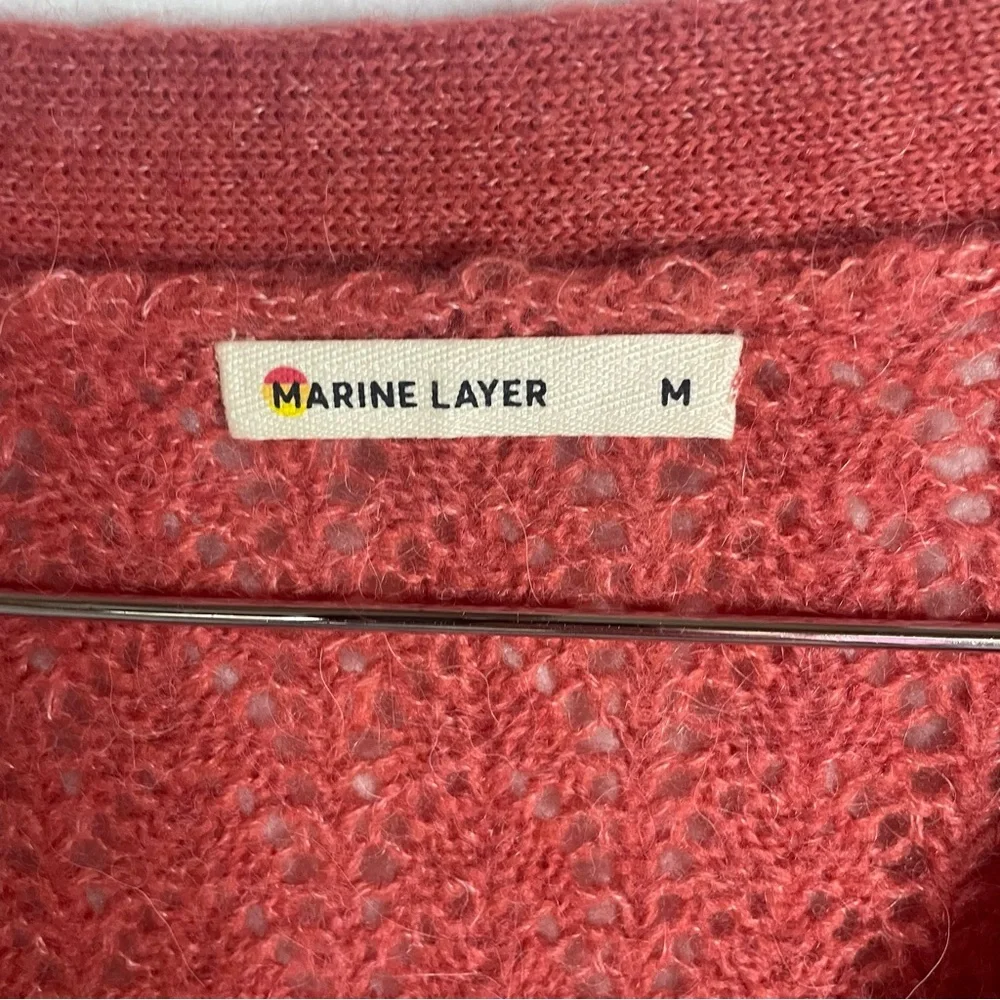 Marine Layer Evelyn Alpaca Blend Knit Sweater in Coral/ Mineral Red​